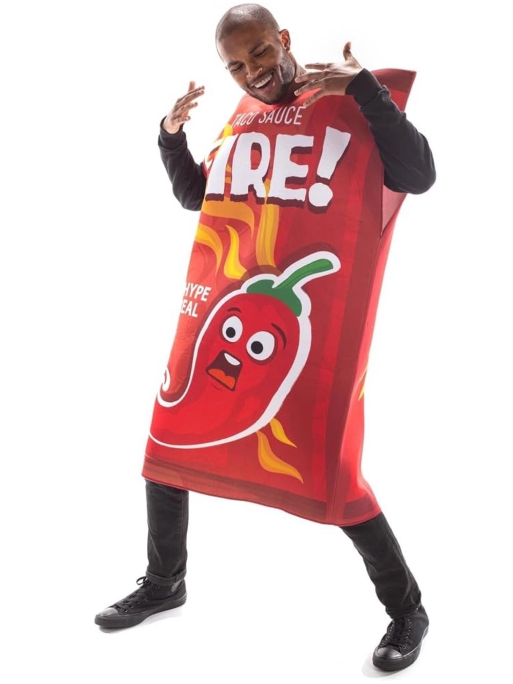 Fire Taco Sauce Halloween Costume,One Size ,Funny Fire Hot Chili Pepper Packet F